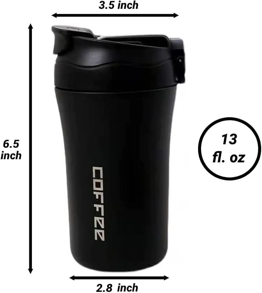 لیوان ترمویی استیل ۱۳ اونسی دربدار مدل COFFEE