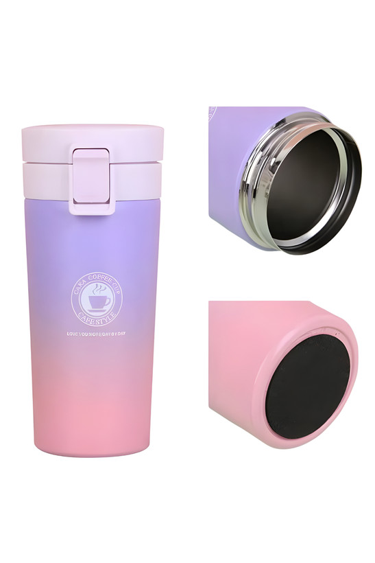 تراول ماگ قفلی پاستلی دو رنگ ظرفیت 380 و 500 میلیلیتر