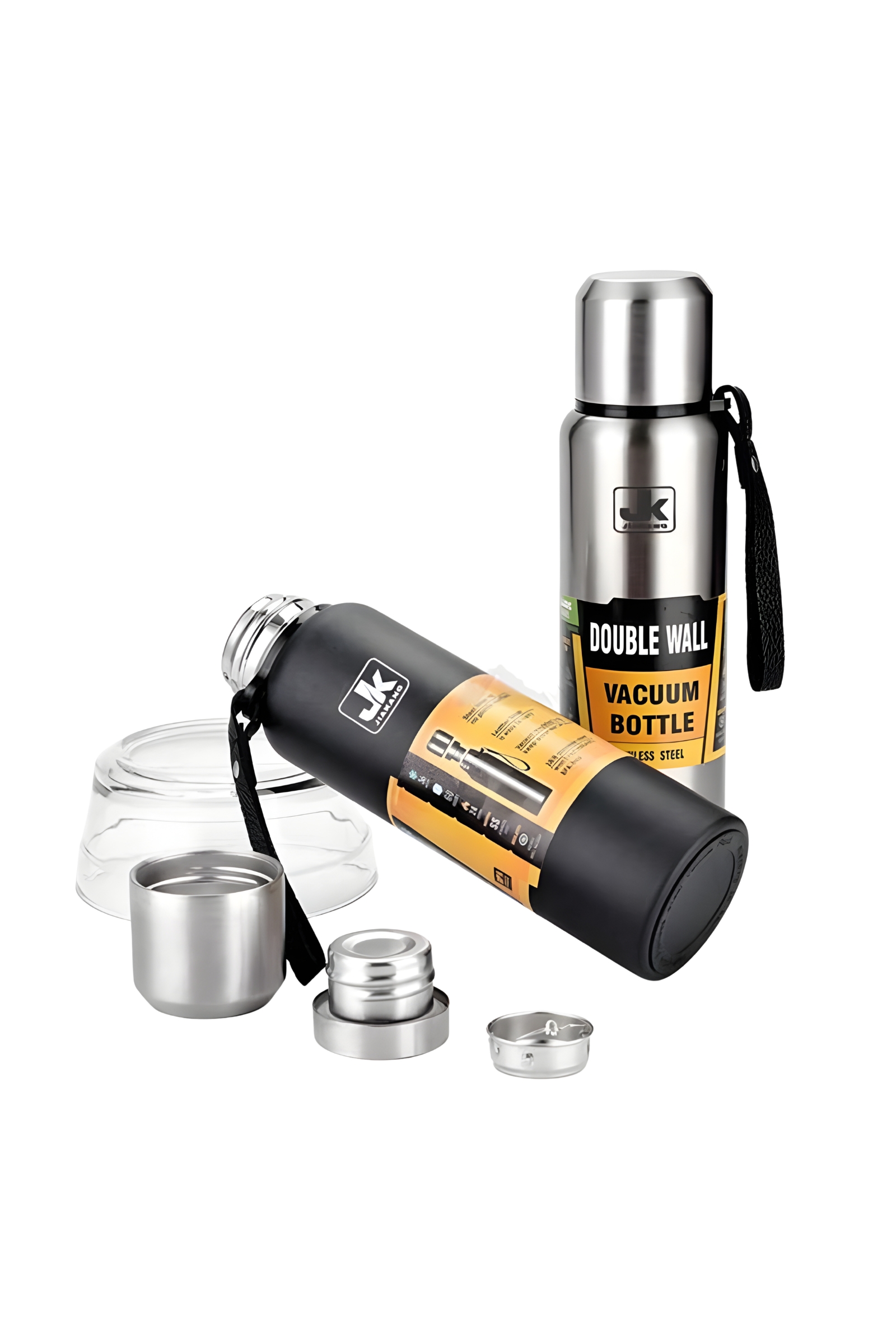 فلاسک استیل دوجداره بنددار JK ظرفیت 500، 750، 1000 و 1500 میلیلیتر