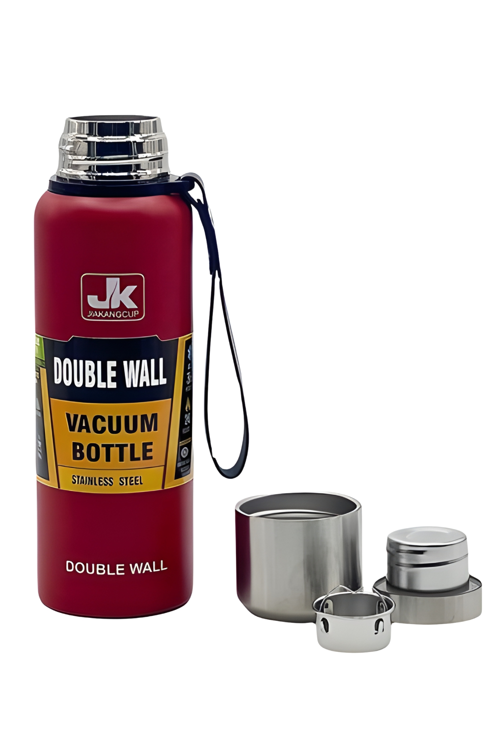 فلاسک استیل دوجداره بنددار JK ظرفیت 500، 750، 1000 و 1500 میلیلیتر