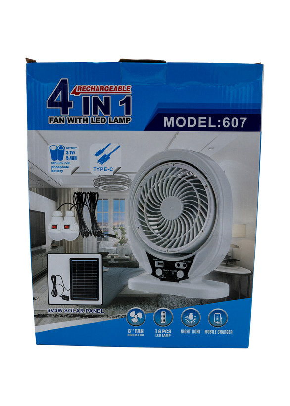 پنکه شارژی چندکاره رومیزی با چراغ LED و خروجی USB