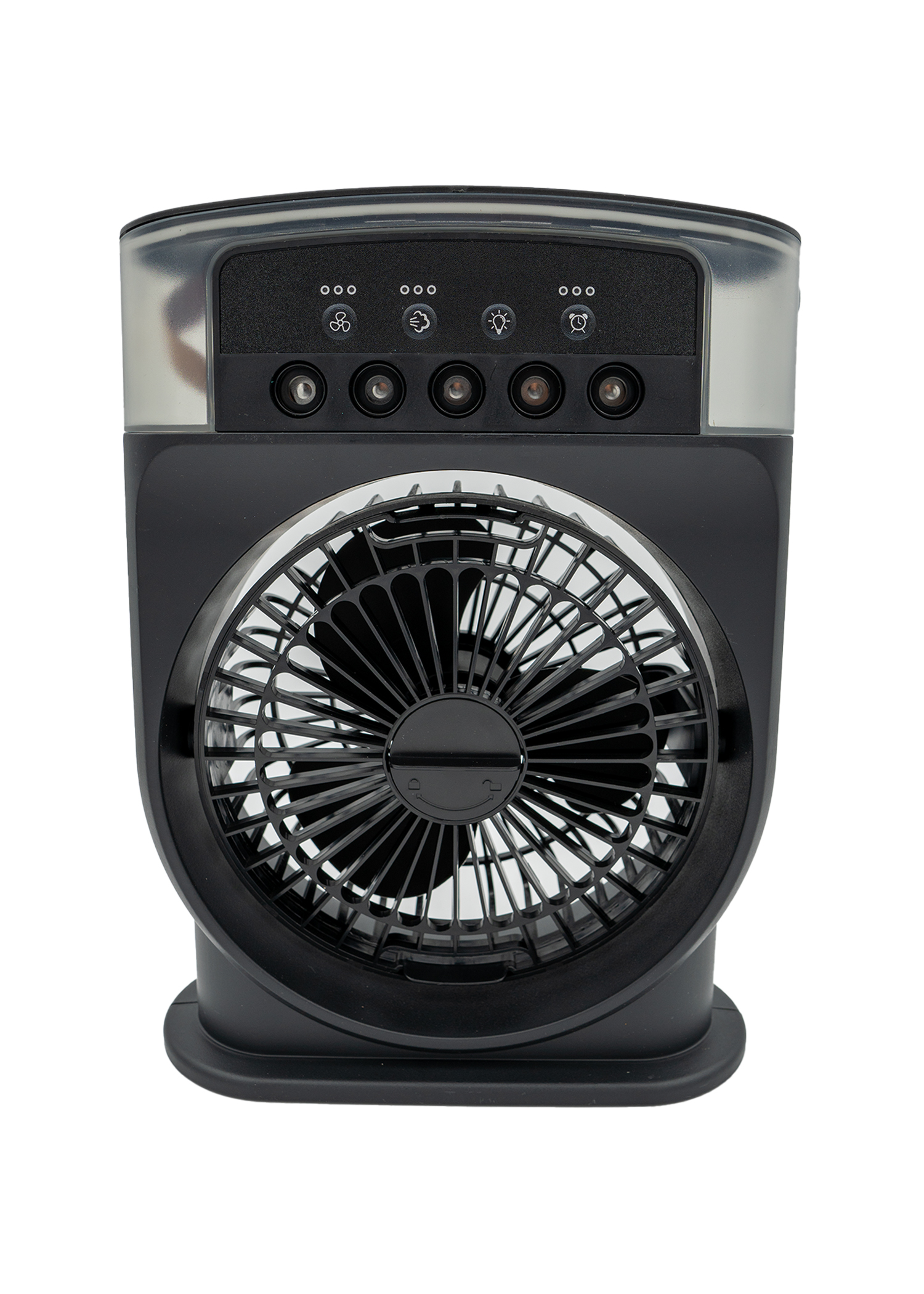 پنکه شارژی رومیزی مه‌پاش دار با چراغ LED و مخزن آب ۶۰۰ میلی‌لیتری